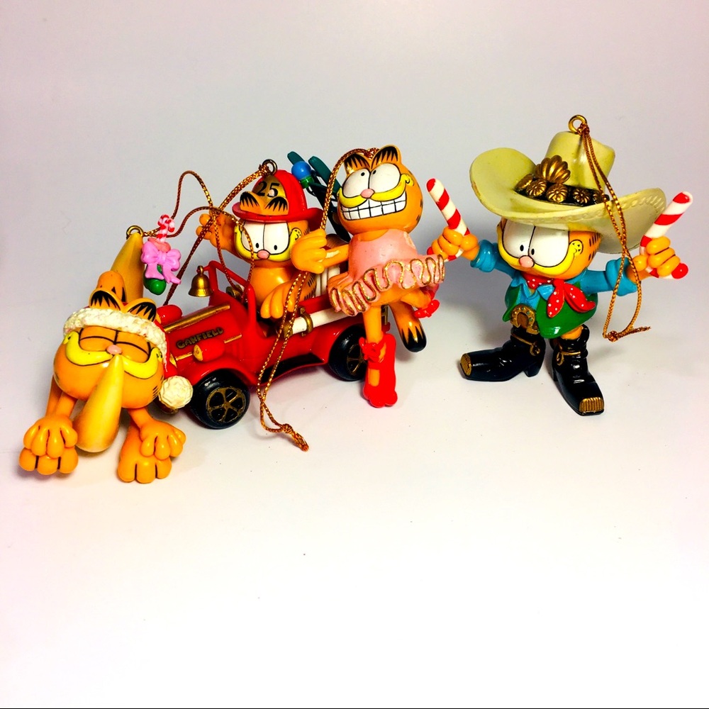 Vintage Garfield Christmas Holiday Ornament Set